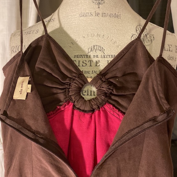 Ella Moss brown & pink spaghetti strap sleeveless summer spring dress size 2​ - Picture 2 of 10